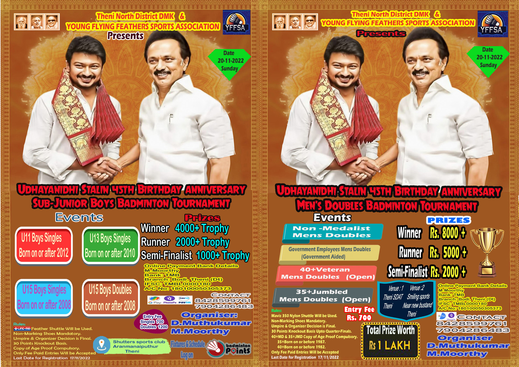 UDHAYANIDHI STALIN 45TH BIRTHDAY ANNIVERSARY BADMINTON TOURNAMENT